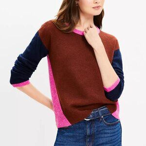 LOFT Colorblock Ribtrim Flare Sleeve Sweater NWT
